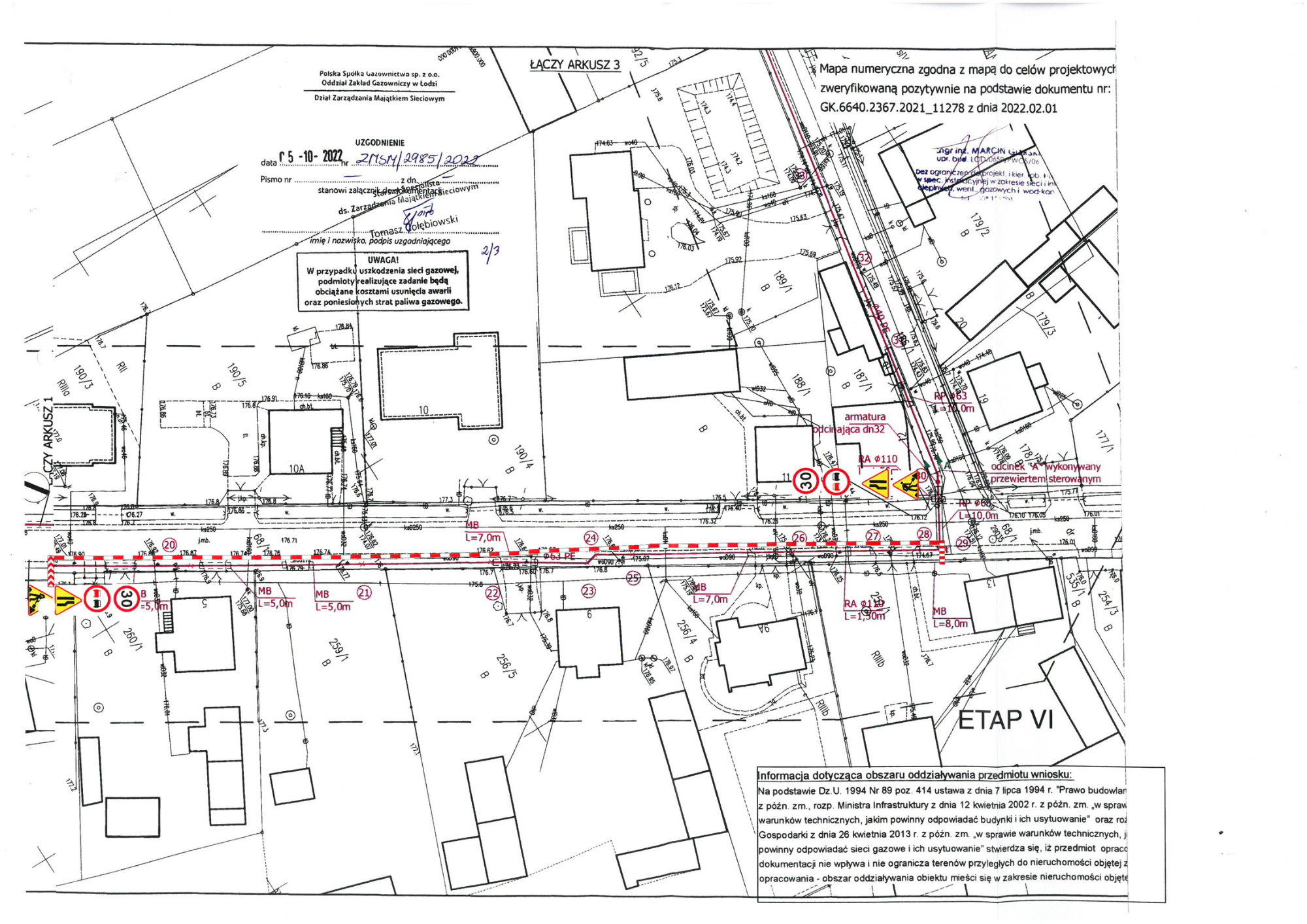 Łódź ulica Grunwaldzka wodociąg 770 metrów